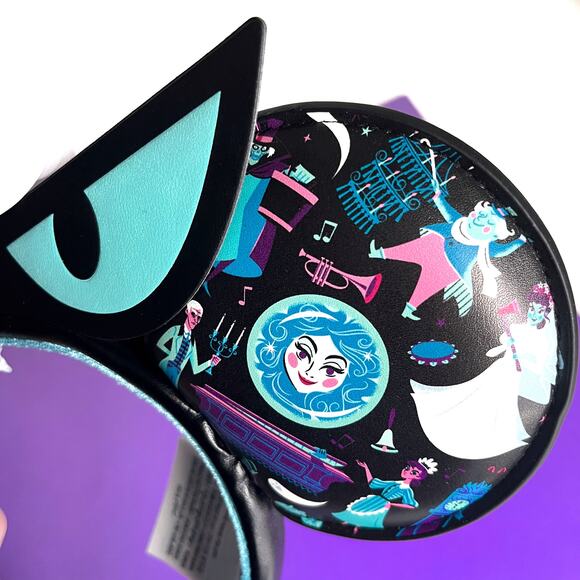 Disney Haunted Mansion EYES Ear Headband - Foolish Mortal Wallpaper Leota Hatbox - Picture 6 of 11